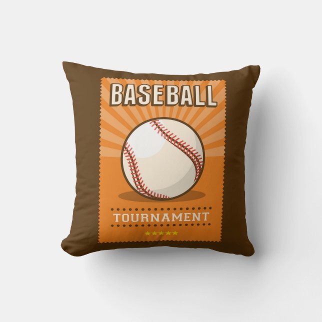 Coussin Retro Vintage Classic Grunge Orange Baseball (Recto)