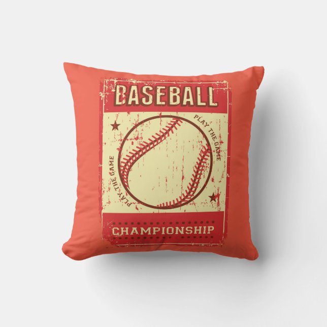 Coussin Retro Vintage Classic Grunge Pink Baseball (Recto)