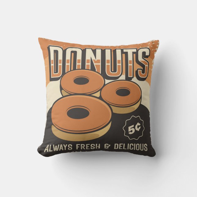 Coussin Retro Vintage classique amusant beignets sucrés (Recto)
