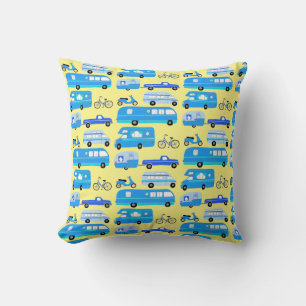 Coussin Retro Vintage Motorhome RVing Camping Blue