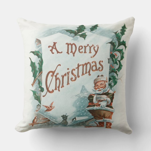 Coussin Retro Vintage Noël Cool Père Noël Salutation (Recto)