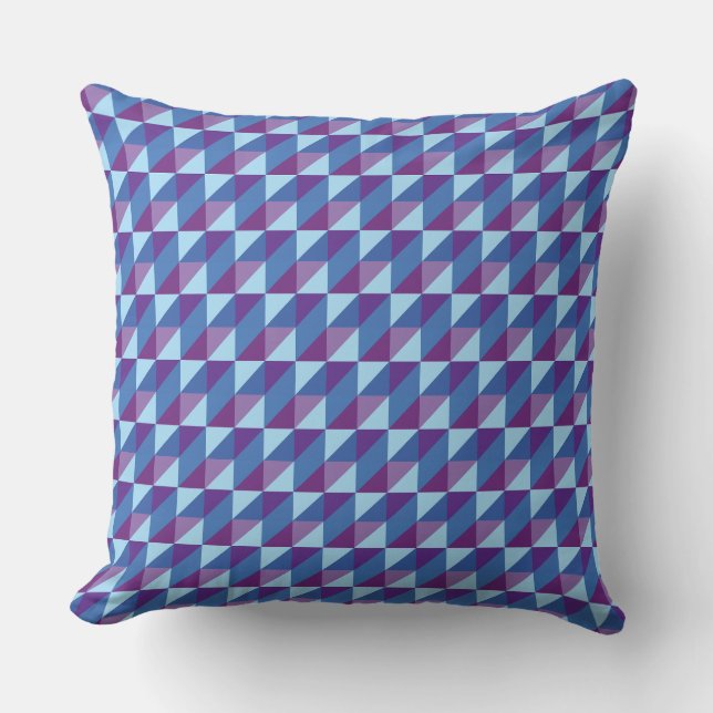 Coussin Rétro violet à bleu abstrait géométrique ambiance  (Recto)