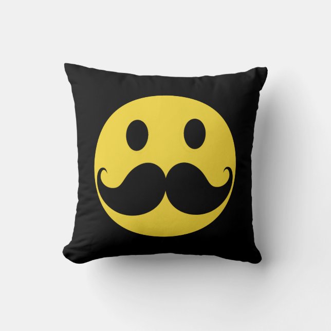 Coussin Rétro visage de jaune de moustache (Recto)