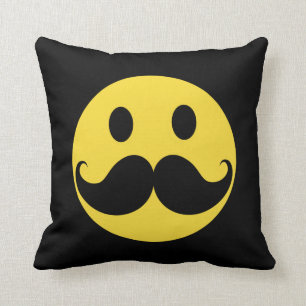 Coussin Rétro visage de jaune de moustache