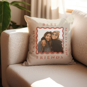 Coussin Retro Wavy Frame Terracotta Best Friends Photo