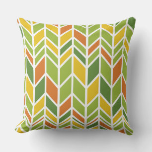 Coussin Rétro Zig-Zag Orange & Green Chevron