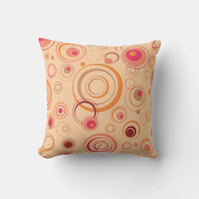 Coussin Rétros cercles espiègles roses (Recto)