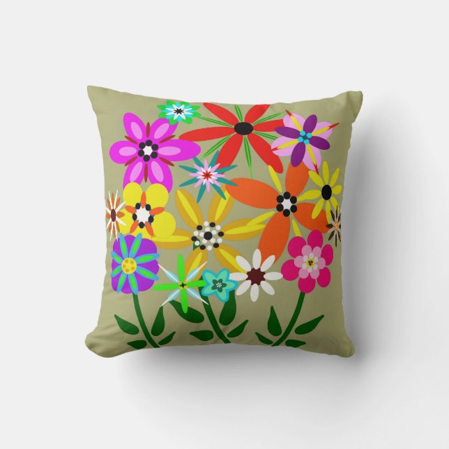 Coussin Rétros fleurs florales (Recto)