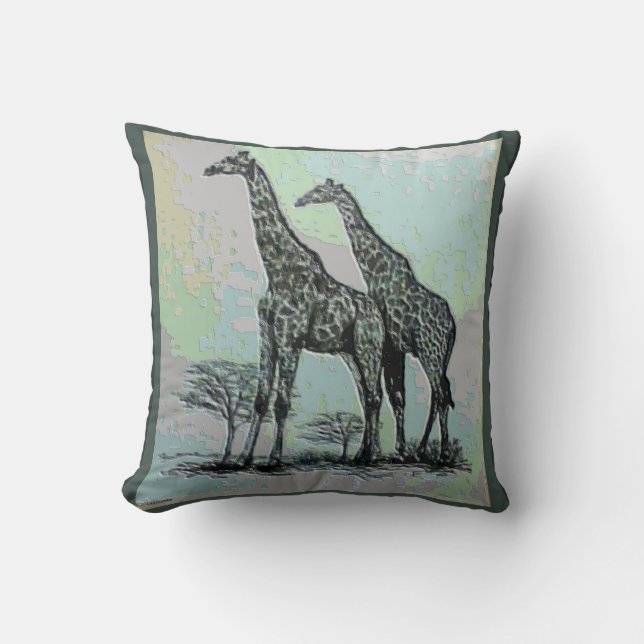 Coussin Rétros girafes africaines rares dans la conception (Recto)