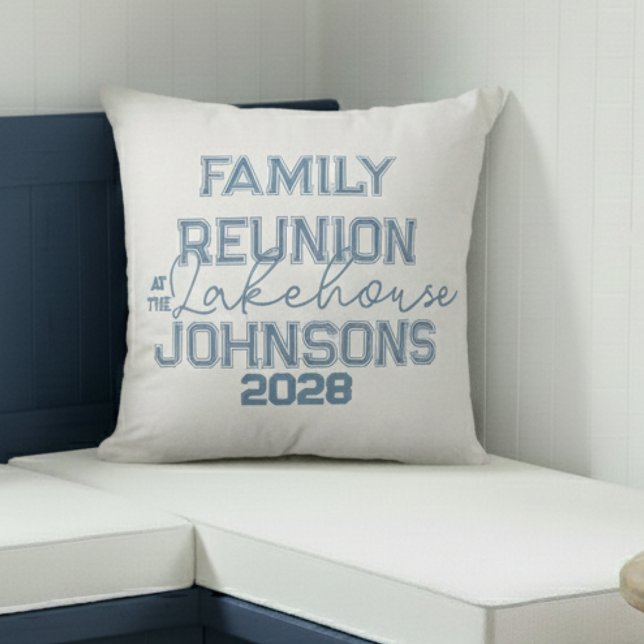 Coussin Réunion familiale de Lake house minimum bleu et bl (Créateur téléchargé)