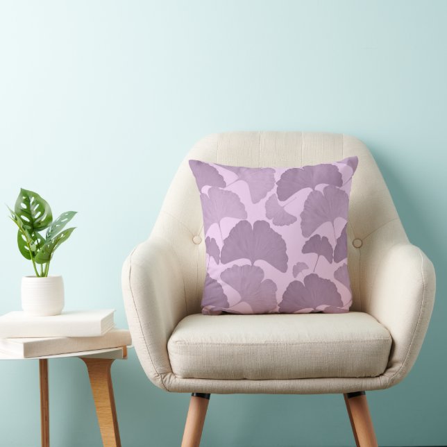 Coussin Rêve botanique de Ginkgo violet doux 1 (Chaise)
