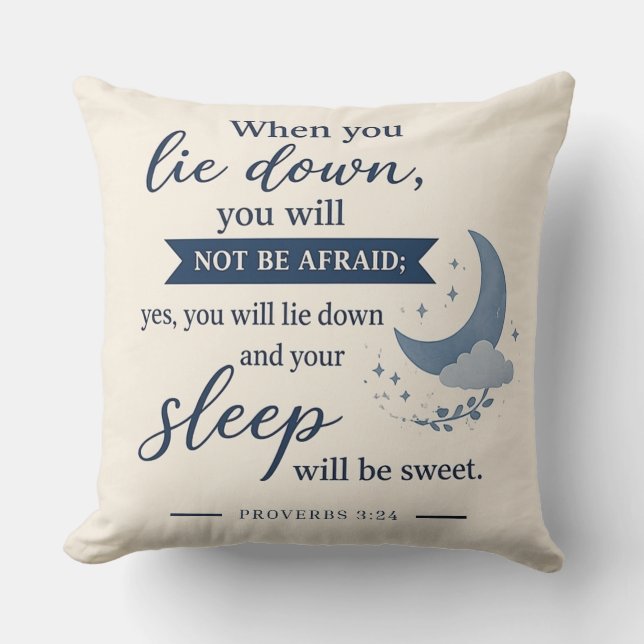 Coussin Rêve céleste - Proverbes 3:24 (Recto)