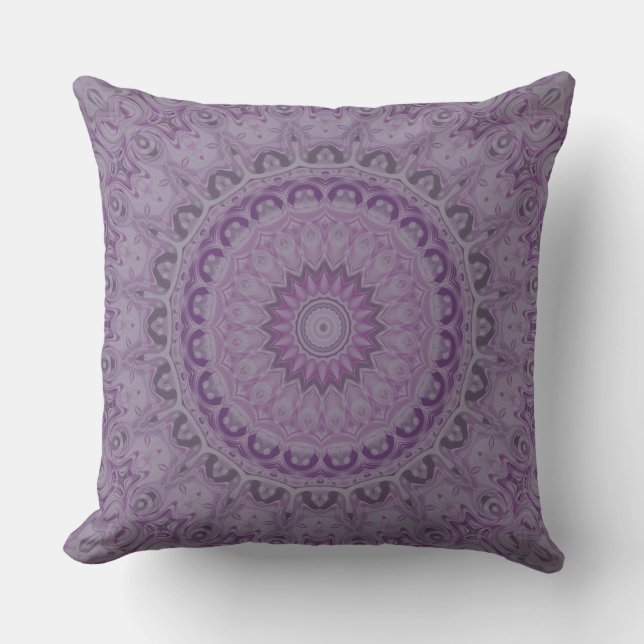 Coussin Rêve d'aquarelle Mandala dans les tons violets (Recto)