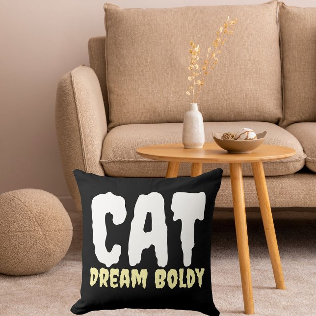 Coussin Rêve de chat audacieusement drôle Rétro Personnali (Créateur téléchargé)