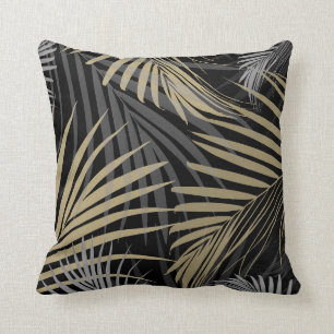 Coussin Rêve de Feuilles de palmiers gris or - Vibes d'é