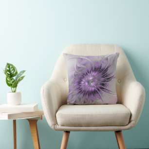 Coussin Rêve de fleur de lavande Art fractal abstrait mode