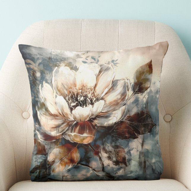 Coussin Rêve de pivoine à l'aquarelle crème (Créateur téléchargé)