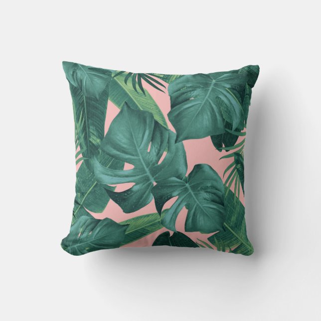 Coussin Rêve des Feuilles de la jungle tropicale d'été #1 (Recto)