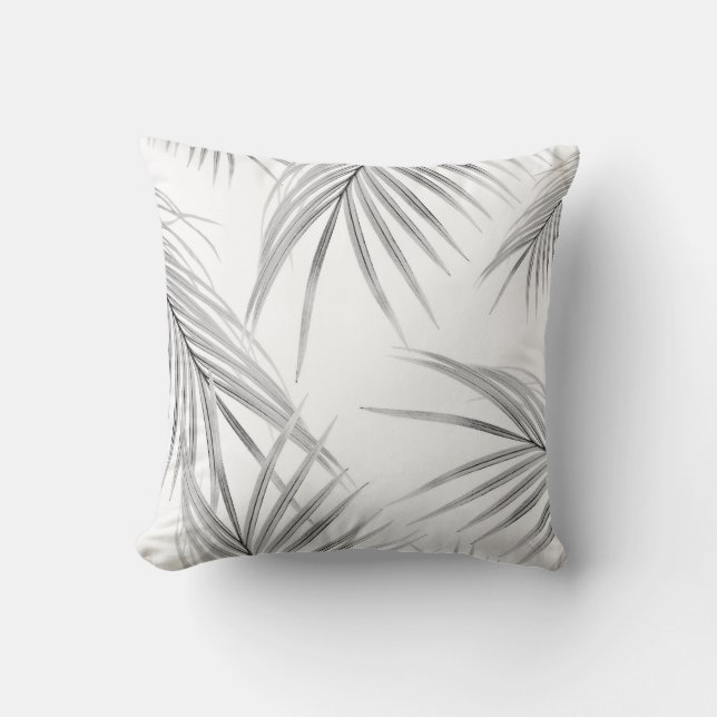 Coussin Rêve des Feuilles de palmiers gris mou #1 #tropica (Recto)