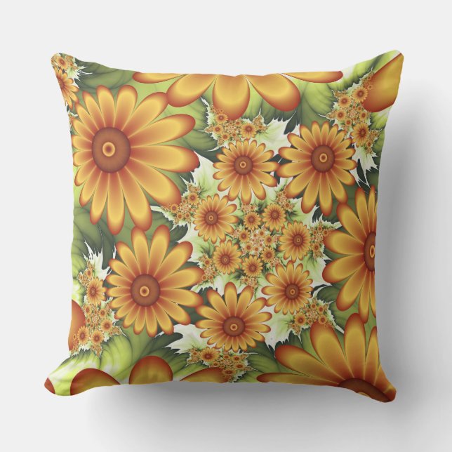 Coussin Rêve Floral, Art Fractal Moderne Abstrait Fleur (Recto)
