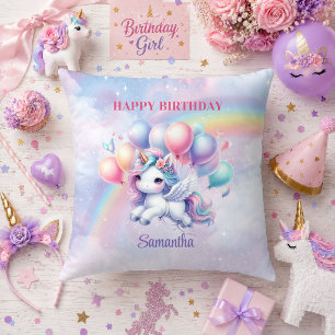 Coussin Rêve Licorne Rose Violet Fille Anniversaire Coussi