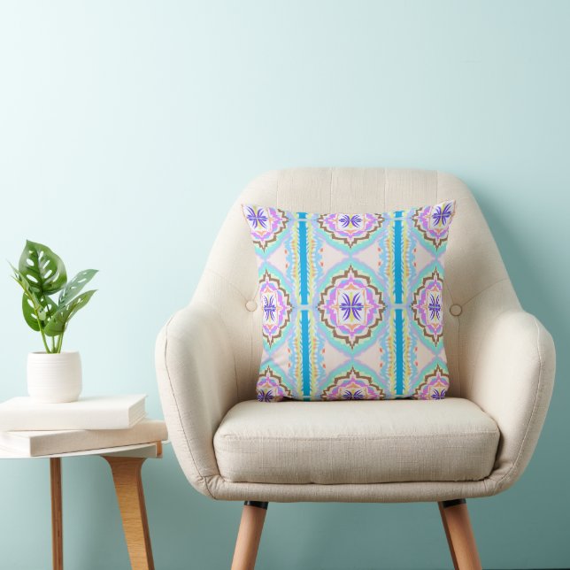 Coussin Rêve Pastel Boho Géométrique Kaléidoscope (Chaise)