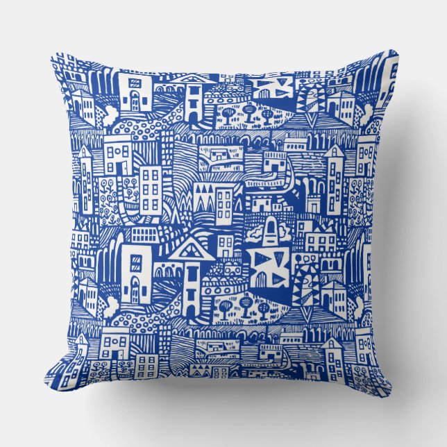 Coussin Rêve urbain - bleu marine (Recto)