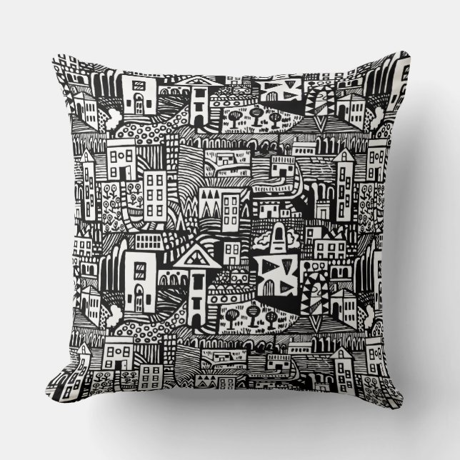Coussin Rêve urbain - Noir (Recto)