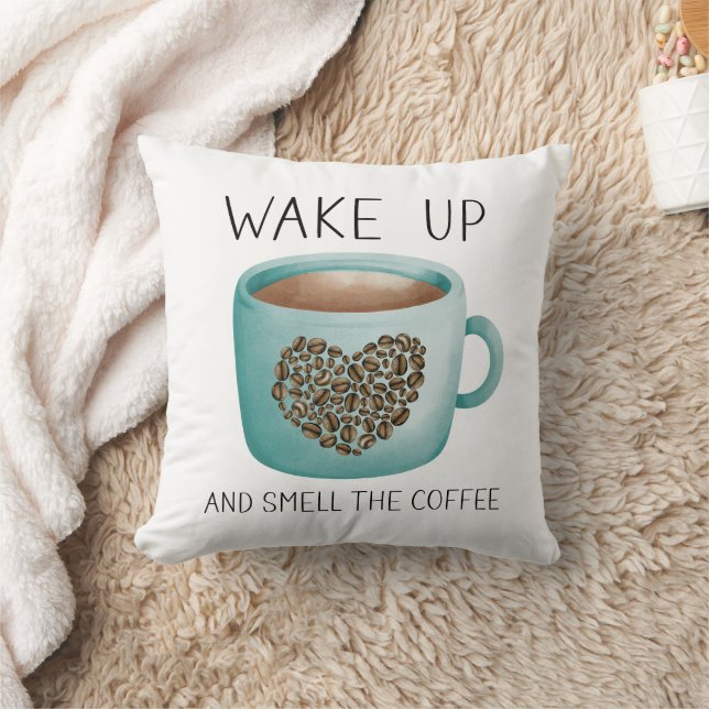 Coussin Réveillez-vous, sentez l'odeur du café - Grains de (Couverture)
