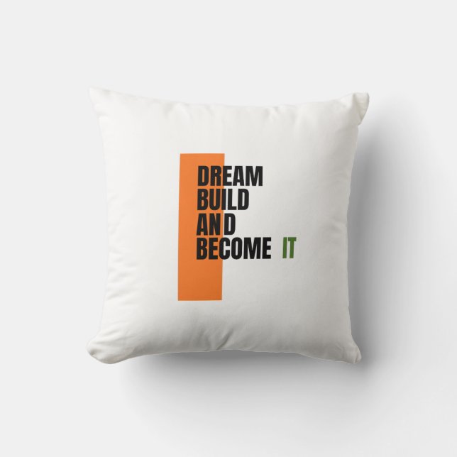 Coussin Rêver. Construire. Devenir. – Croissance & Succès  (Recto)