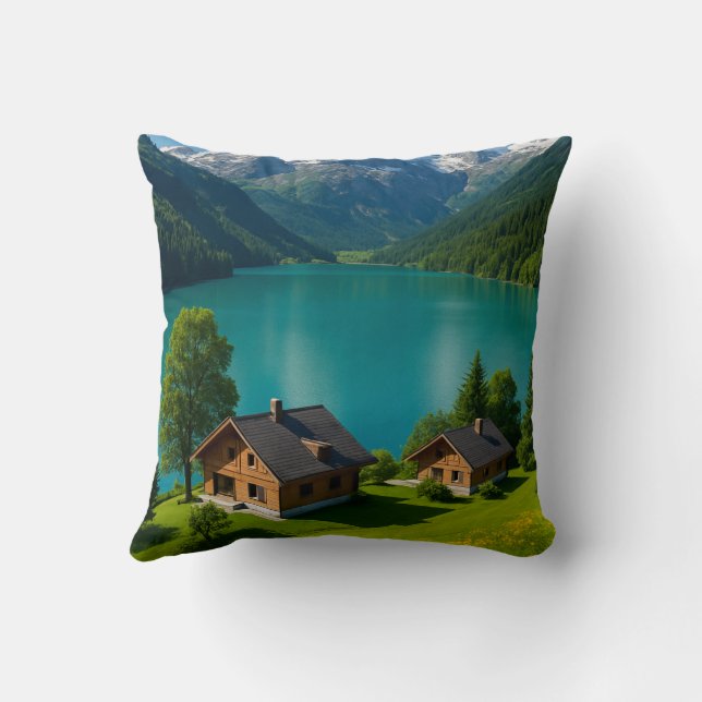 Coussin "Rêver dans les Alpes : Lac Turquoise" (Verso)