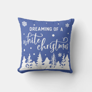 Coussin Rêver d'une scène d'hiver de Noël blanc