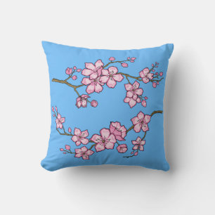Coussin réversible à motif de fleurs de cerisier
