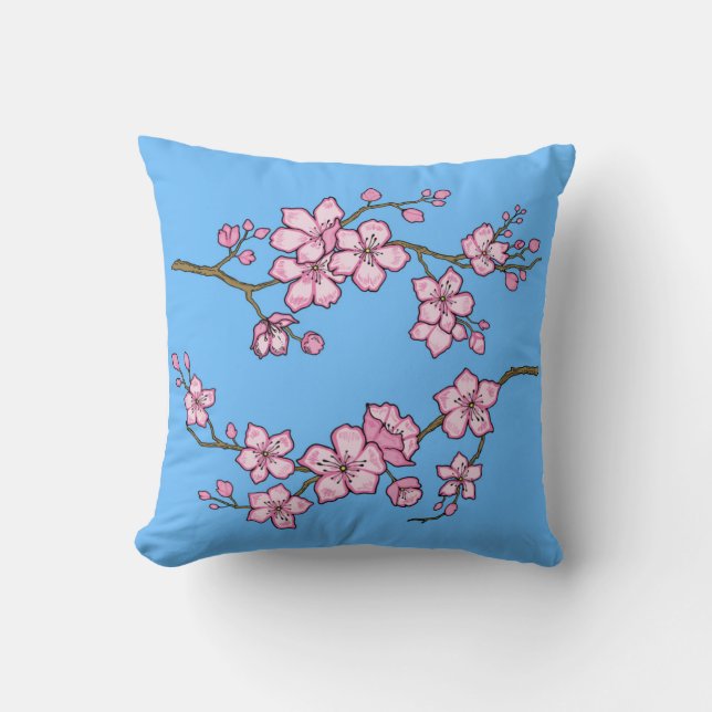 Coussin réversible à motif de fleurs de cerisier (Recto)