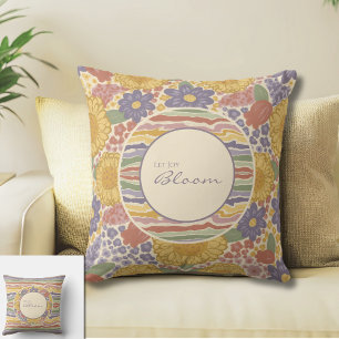 Coussin réversible à motif floral « Que la joie s'