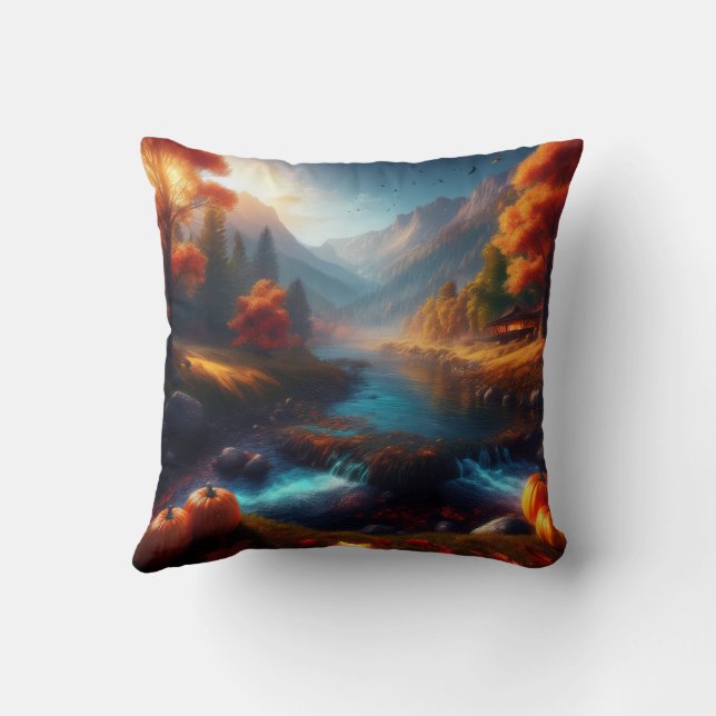 Coussin Reversible Autum Art / Happy Pumpkin Witch Pillow (Verso)