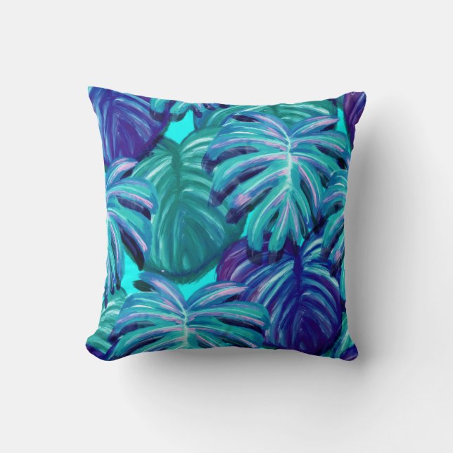 Coussin réversible Blue Palm Dreams (Recto)
