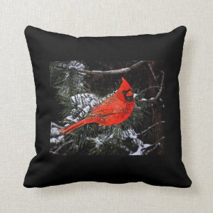 Coussin Réversible cardinal de Noël (noir)