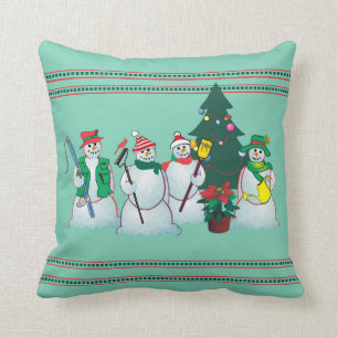Coussin réversible de bonhommes de neige de
