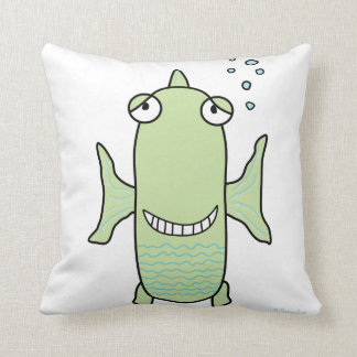 Coussin réversible de poissons heureux verts et