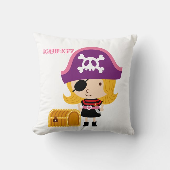 Coussin Réversible d'oreiller de pirate de fille d'ARG (Recto)