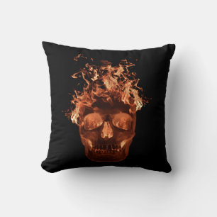 Coussin réversible du crâne flamme orange