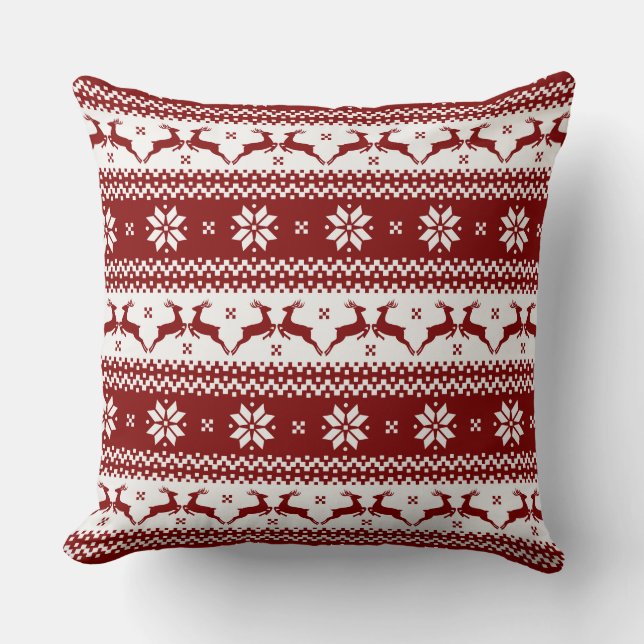 Coussin réversible du flocon de neige Red Reindeer (Recto)