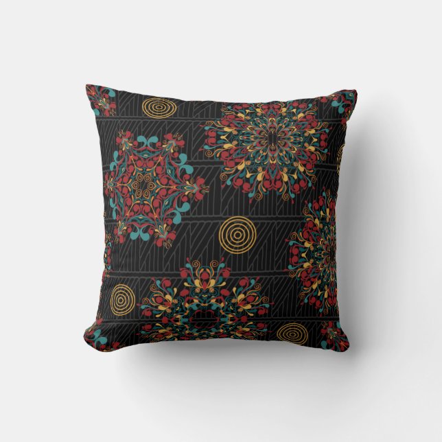Coussin réversible du Motif multi-africain noir (Recto)