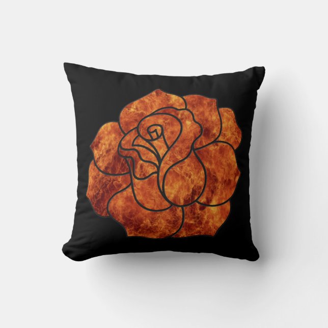 Coussin réversible du Rose d'incendie orange (Recto)