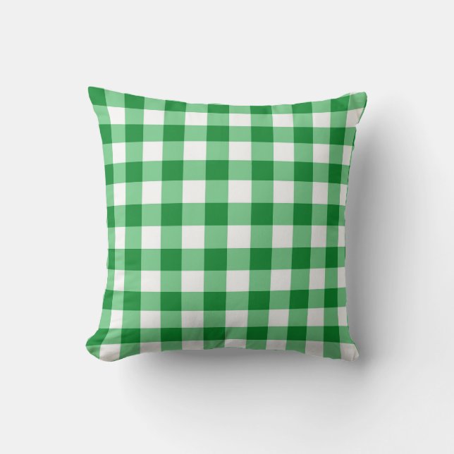 Coussin réversible en gingham vert (Recto)