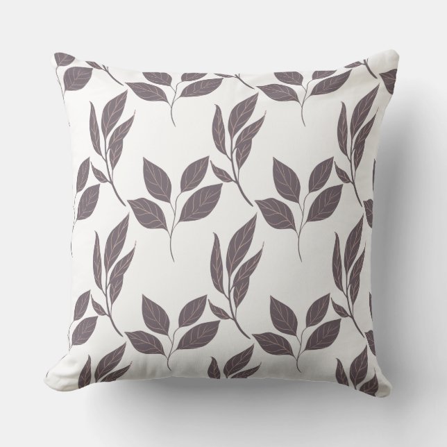 Coussin réversible feuille/bande Brown (Recto)