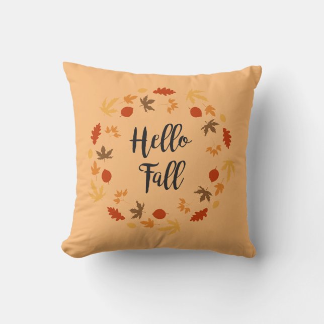 Coussin Reversible Hello Fall avec Feuilles (Recto)