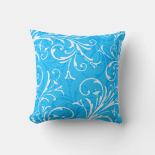 Coussin réversible ornemental bleu