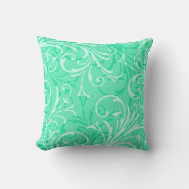 Coussin réversible ornemental vert Mint (Recto)